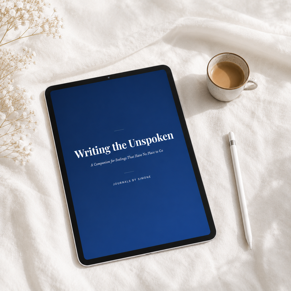 Writing the Unspoken eBook cover – guided journal for secret love, limerence and situationships by Journals by Simone
