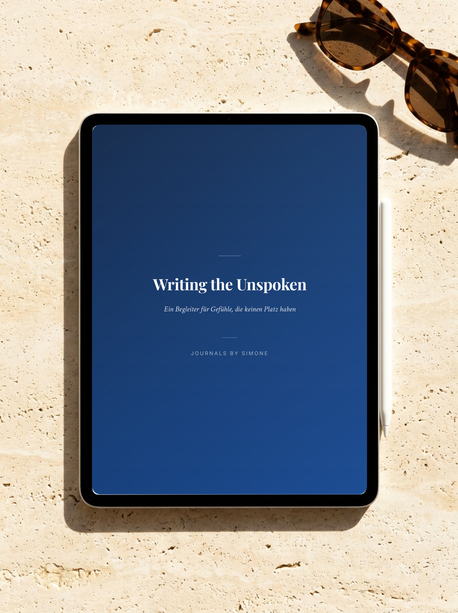 Writing the Unspoken auf einem iPad: Cover des gefuehrten eBooks fuer heimliche Liebe und unausgesprochene Gefuehle