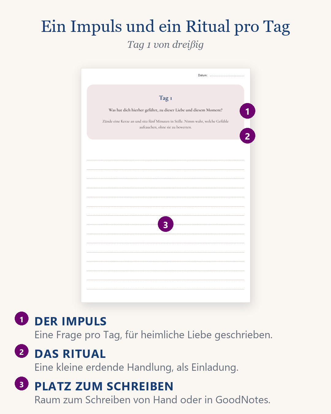 Companion Journal zum Kalender für emotionale Klarheit, Tag 1 mit Impuls, Ritual und Schreibraum