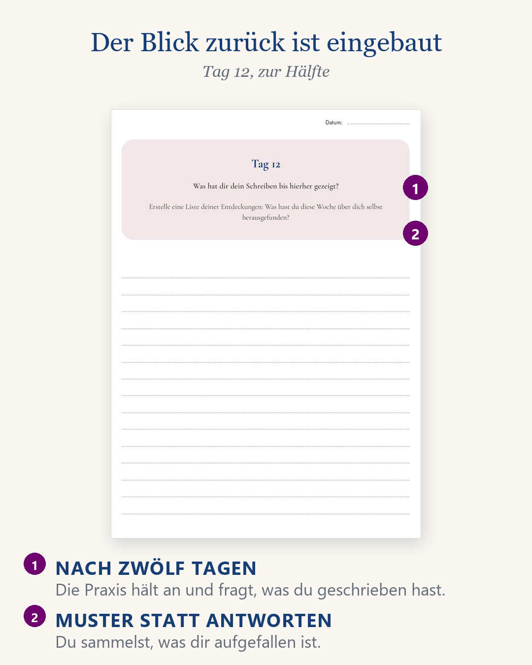 Companion Journal zum Kalender für emotionale Klarheit, Tag 12 mit eingebautem Blick zurück