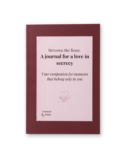 Love in Secrecy Journal print edition, burgundy softcover paperback, flatlay front view on white background