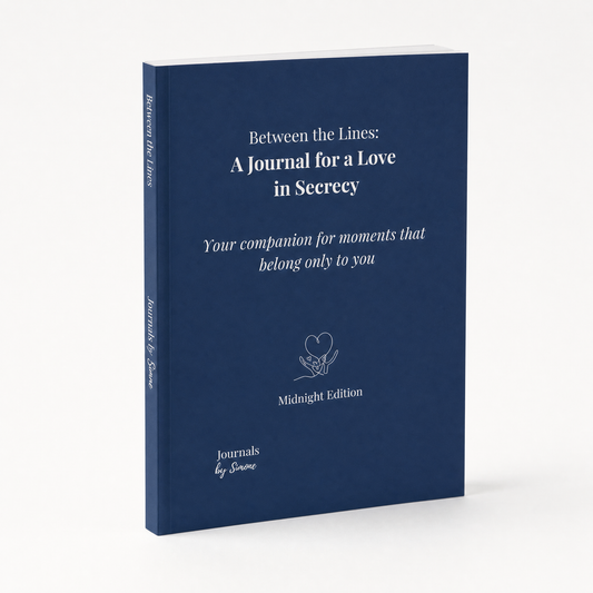 Between the Lines journal midnight edition print – product mockup
