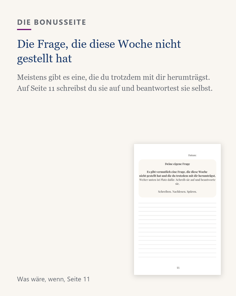 Bonusseite für die eigene Frage, die diese Woche nicht gestellt hat