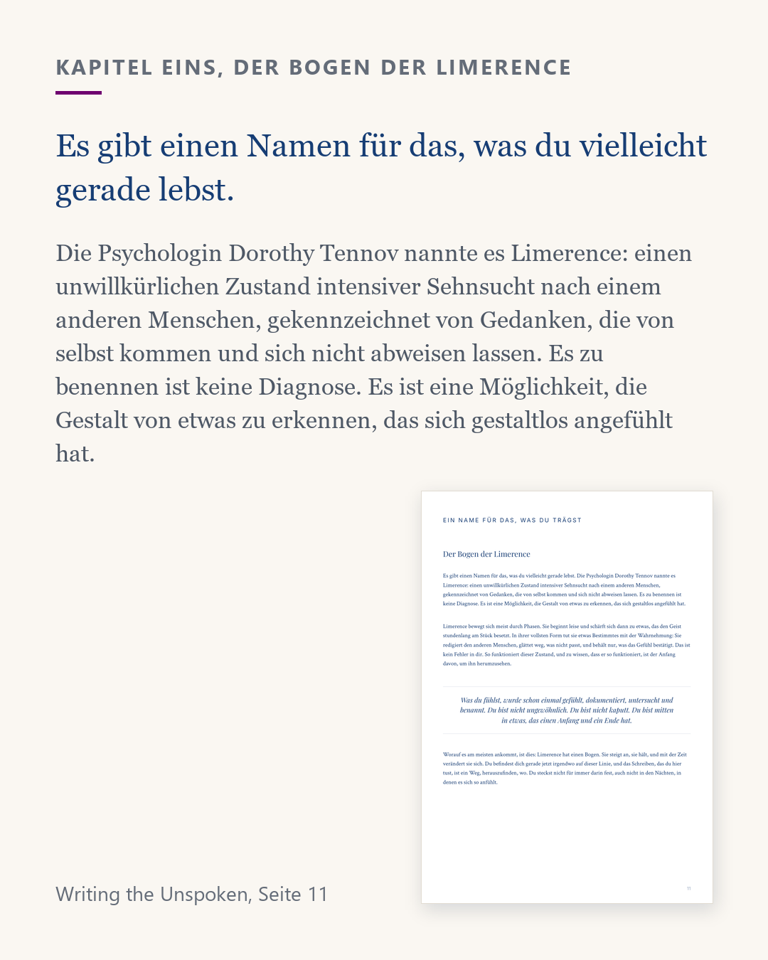 Auszug aus Writing the Unspoken, Seite 11, es gibt einen Namen für das, was du lebst