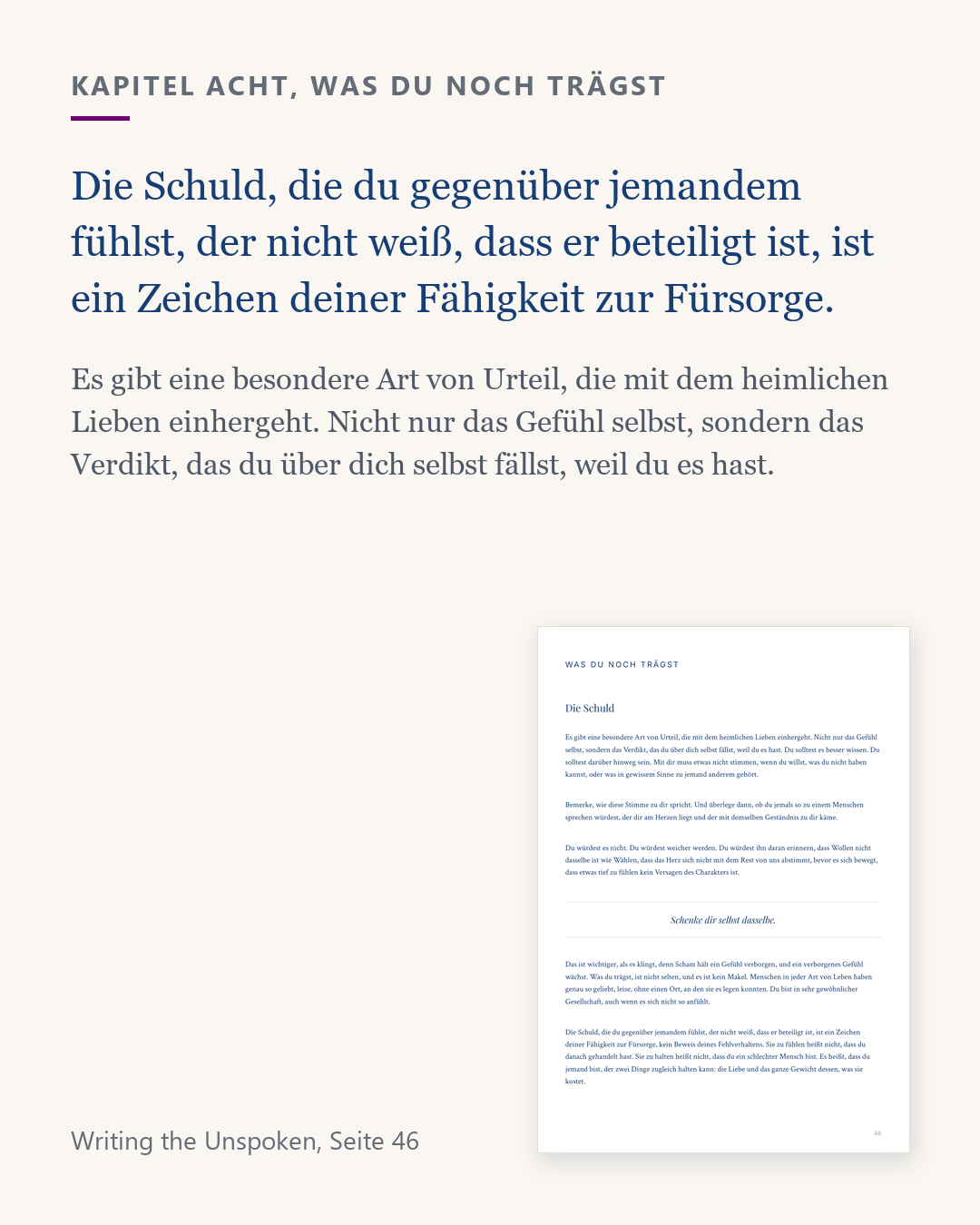 Auszug aus Writing the Unspoken, Seite 46, über die Schuld beim heimlichen Lieben