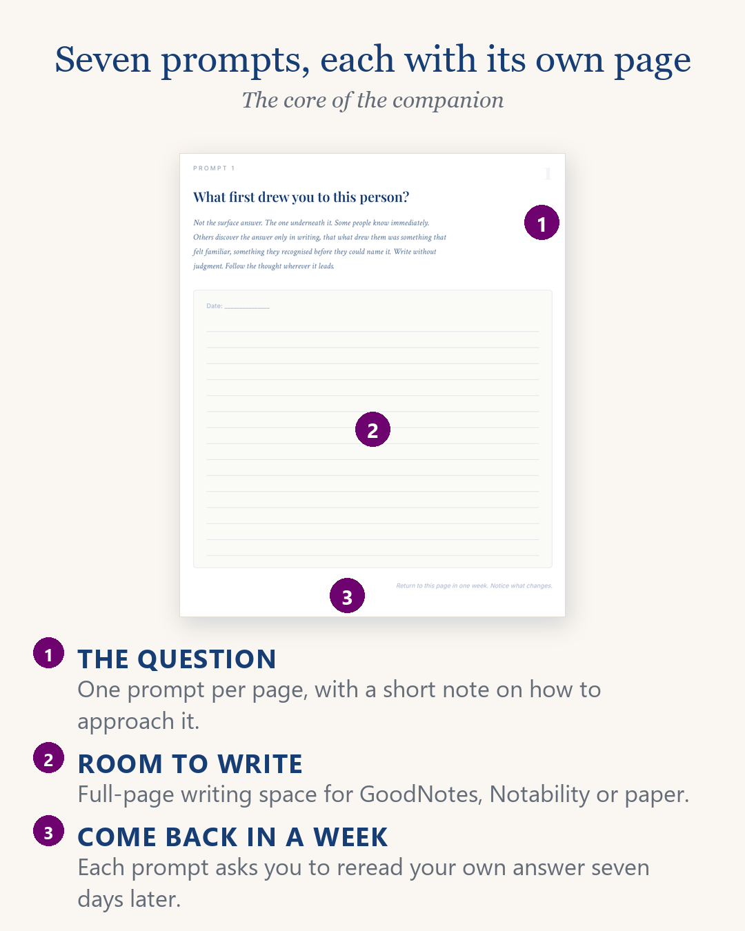 Writing the Unspoken eBook, reflection prompt page with dated writing space