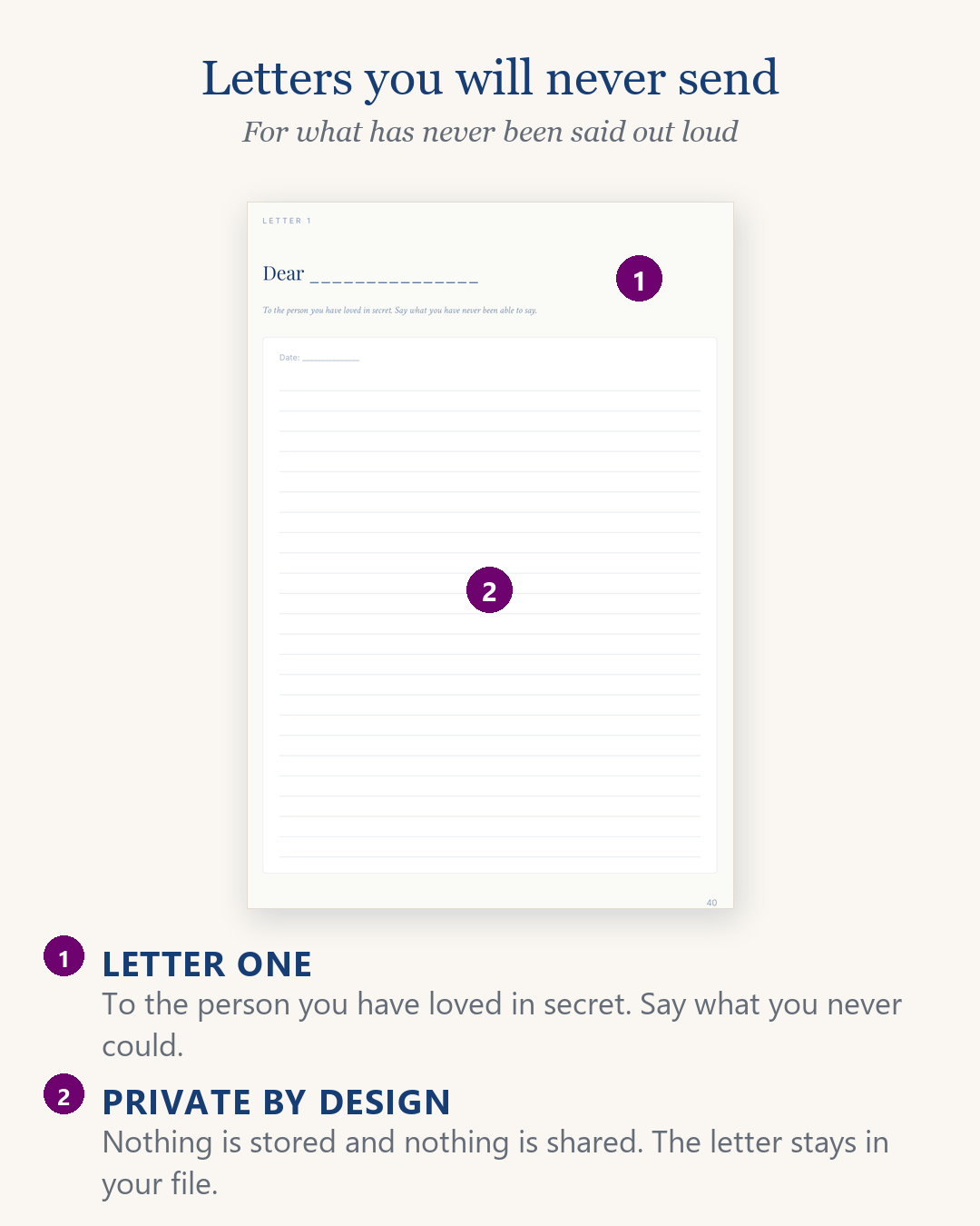 Writing the Unspoken eBook, guided page for a letter you will never send