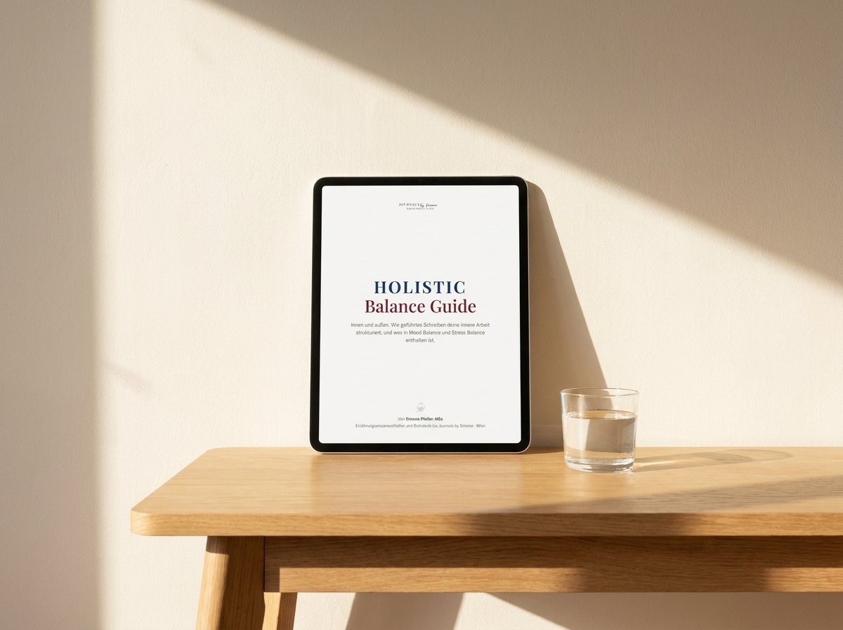 Der Holistic Balance Guide auf dem Tablet im Morgenlicht